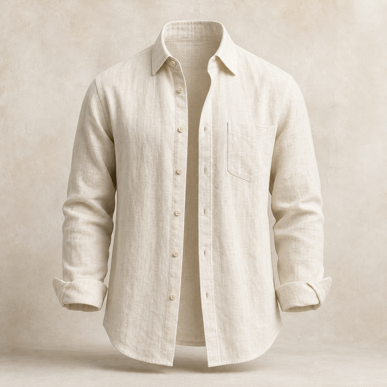 Ivory linen overshirt product photo